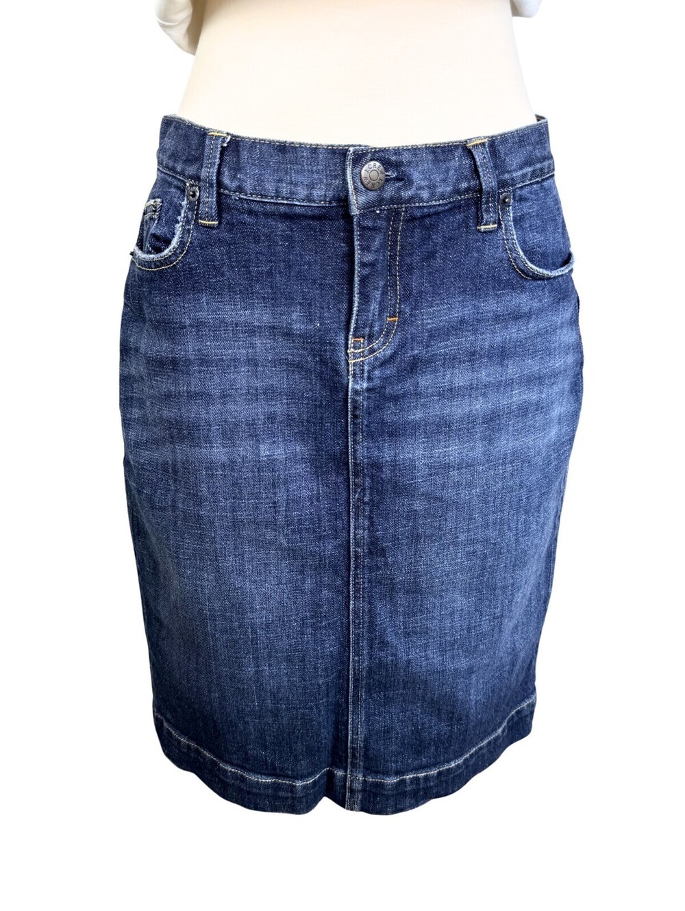 Vintage J.Crew Dark Wash Denim Midi Skirt Size 29